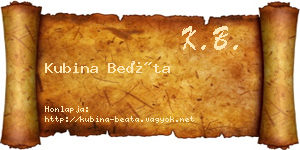 Kubina Beáta névjegykártya