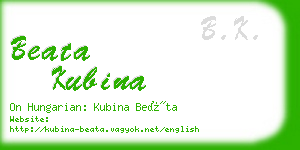 beata kubina business card